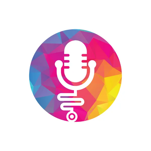 Doktor Podcast Vektor Logó Tervezés Sztetoszkóp Mikrofon Illusztráció Szimbólum — Stock Vector