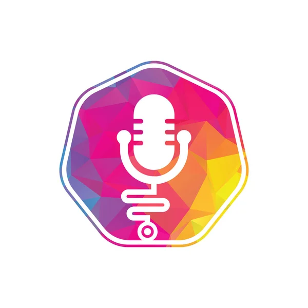Doctor Podcast Drop Shape Concept Vector Logo Design Stethoscope Microphone — Stock Vector