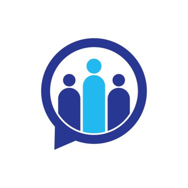 İnsanlar logo tasarımını konuşuyor. İnsanlar logo ikonu. Konuşma logo şablonu