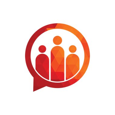 İnsanlar logo tasarımını konuşuyor. İnsanlar logo ikonu. Konuşma logo şablonu