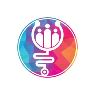Aile Sağlık Logosu Şablon Tasarım Vektörü. Stetoskop İnsanların logo tasarım ikonu vektörü.