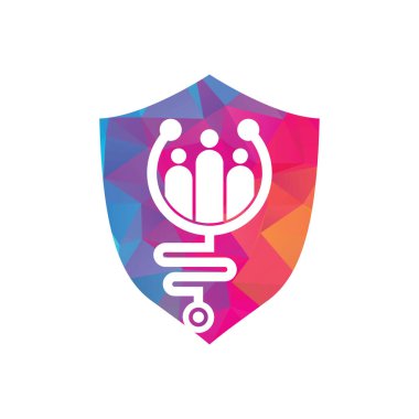 Aile Sağlık Logosu Şablon Tasarım Vektörü. Stetoskop İnsanların logo tasarım ikonu vektörü.