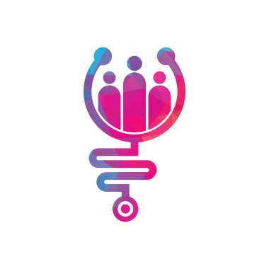 Aile Sağlık Logosu Şablon Tasarım Vektörü. Stetoskop İnsanların logo tasarım ikonu vektörü.