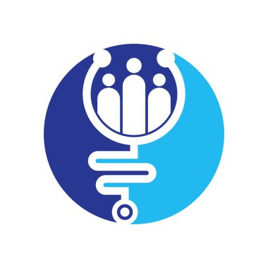 Aile Sağlık Logosu Şablon Tasarım Vektörü. Stetoskop İnsanların logo tasarım ikonu vektörü.