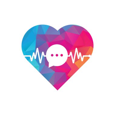 Sağlık Danışmanı logosu konsept tasarlıyor. Tıbbi logo ve Kalp Atışı Dalgaları Sohbet Simgesi Logo Şablonu.