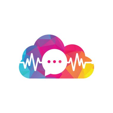 Pulse chat bulut şekli logo vektörü. Sağlık Danışmanı logosu konsept tasarlıyor. Tıbbi logo ve Kalp Atışı Dalgaları Sohbet Simgesi Logo Şablonu.