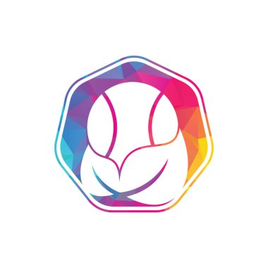 Tenis yaprağı vektör logosu tasarımı. Oyun ve ekolojik sembol ya da ikon. Eşsiz top ve organik logot tasarım şablonu.