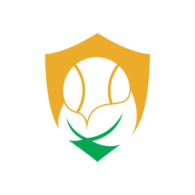 Tenis yaprağı vektör logosu tasarımı. Oyun ve ekolojik sembol ya da ikon. Eşsiz top ve organik logot tasarım şablonu.