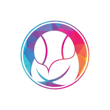 Tenis yaprağı vektör logosu tasarımı. Oyun ve ekolojik sembol ya da ikon. Eşsiz top ve organik logot tasarım şablonu.