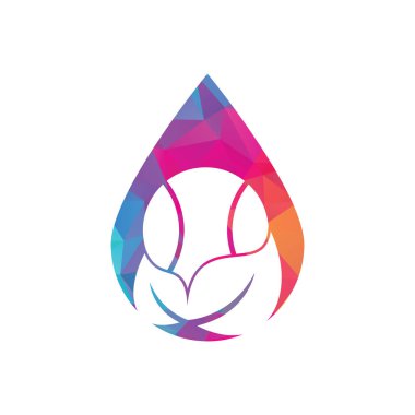 Tenis yaprağı damlası konsept vektör logosu tasarımı. Oyun ve eko sembolü veya simgesi.