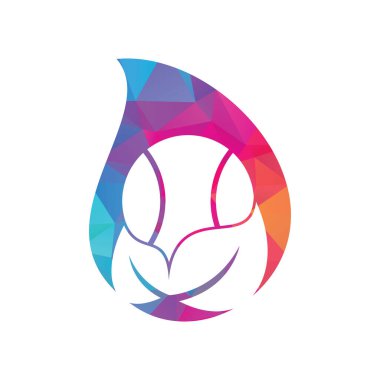 Tenis yaprağı damlası konsept vektör logosu tasarımı. Oyun ve eko sembolü veya simgesi.