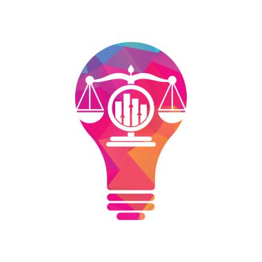 Justice finance bulb shape concept logo vector template. Creative Law Firm with graph logo design concept.