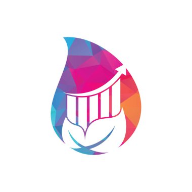 Finans yaprağı düşüşü konsept logo şablonu. Doğa istatistik simgesi vektörü.