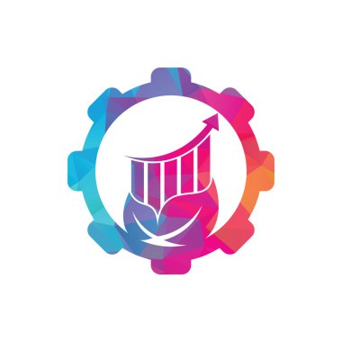 Finans yaprağı şekilli konsept logo şablonu. Doğa istatistik simgesi vektörü.