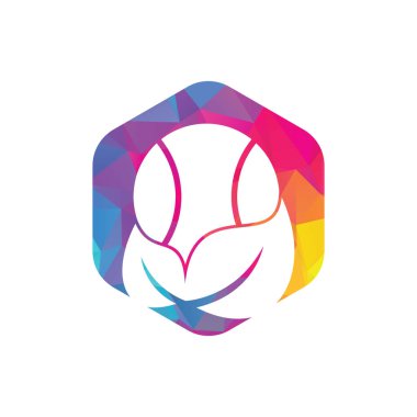 Tenis yaprağı vektör logosu tasarımı. Oyun ve ekolojik sembol ya da ikon. Eşsiz top ve organik logot tasarım şablonu.