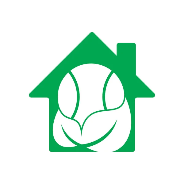 Tennis Leaf Home Shape Concept Vector Logo Design Game Eco — Image vectorielle