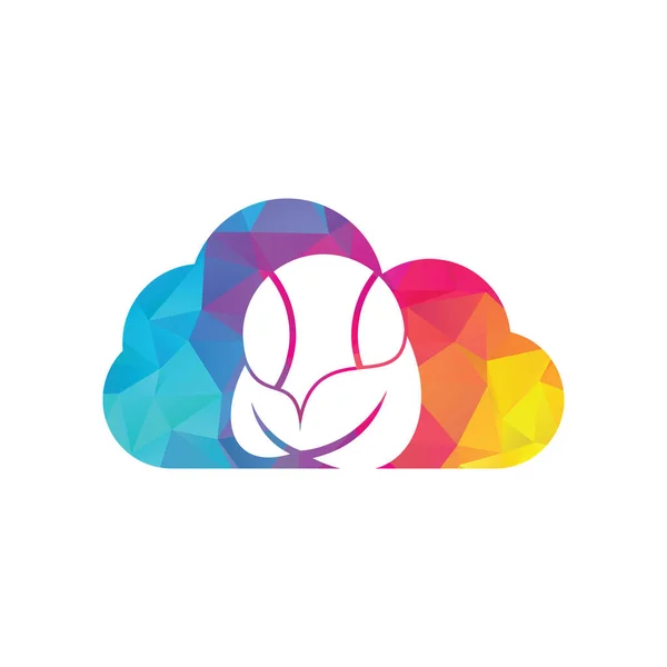 Tennis Leaf Cloud Shape Concept Vector Logo Design Game Eco — ストックベクタ