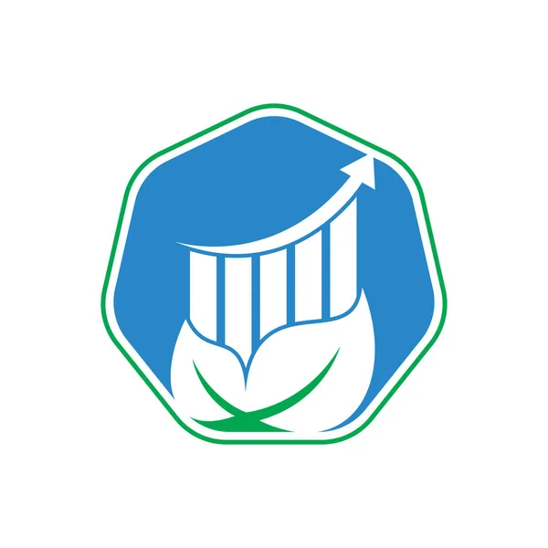 Modello Logo Foglia Finanza Natura Stats Logo Icona Vettoriale Attività — Vettoriale Stock