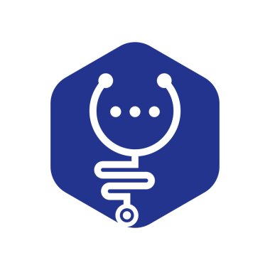 Tıbbi sohbet ve konuşma vektör logosu tasarımı. Doktor yardım ve danışmanlık konsepti.