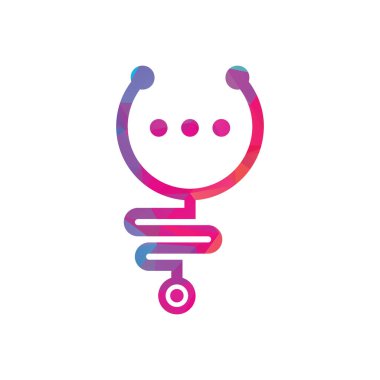 Tıbbi sohbet ve konuşma vektör logosu tasarımı. Doktor yardım ve danışmanlık konsepti.