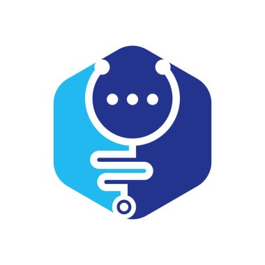 Tıbbi sohbet ve konuşma vektör logosu tasarımı. Doktor yardım ve danışmanlık konsepti.