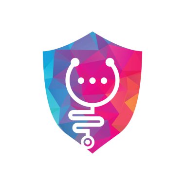 Tıbbi sohbet ve konuşma vektör logosu tasarımı. Doktor yardım ve danışmanlık konsepti.