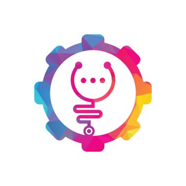 Stetoskop sohbet vites şekilli konsept vektör logosu tasarımı. Doktor yardım ve danışmanlık konsepti.