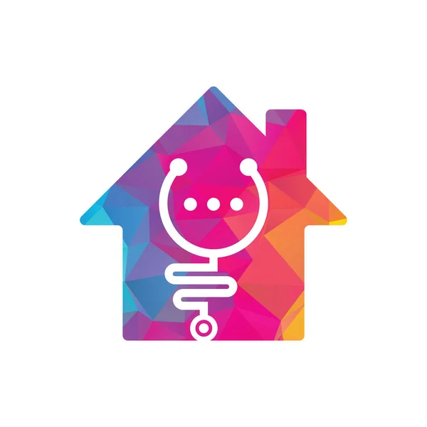 Stethoscope Chat Home Shape Concept Vector Logo Design Doctor Help — 图库矢量图片