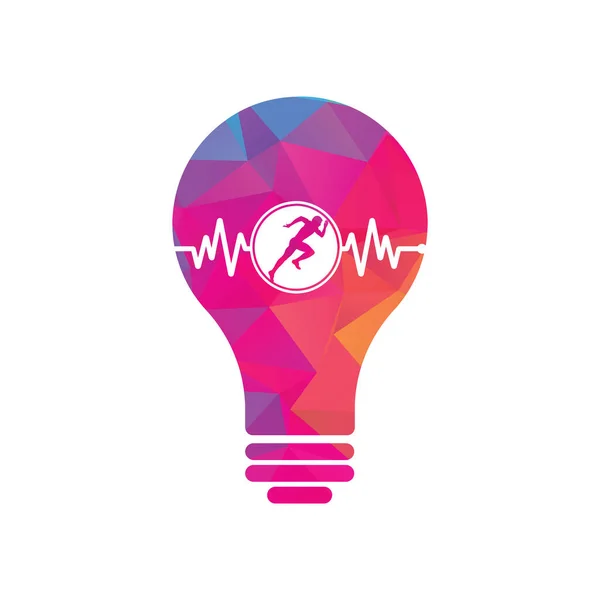 Pulse Marathon Bulb Shape Concept Logo Design Icon Vector Running — Διανυσματικό Αρχείο