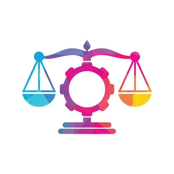 工業法事務所のベクトルロゴデザインコンセプト ギアロゴデザインテンプレートと法律事務所 — ストックベクタ