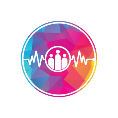 İnsanlar logoyu yener. Ortak logo şablonu vektör illüstrasyonunu tasarlar. İnsanlar Simgeyi Döver.