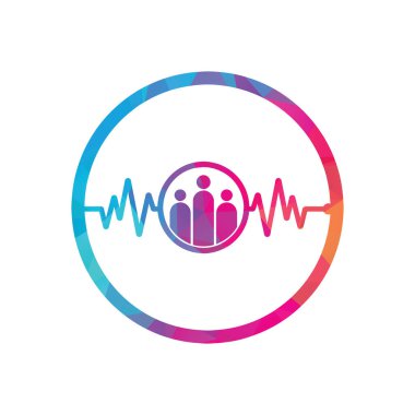 İnsanlar logoyu yener. Ortak logo şablonu vektör illüstrasyonunu tasarlar. İnsanlar Simgeyi Döver.