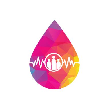 İnsanların nabız düşüşü konsept logosu. Ortak logo şablonu vektör illüstrasyonunu tasarlar. İnsanlar Simgeyi Döver.