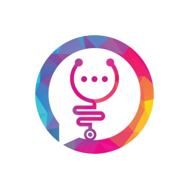 Tıbbi sohbet ve konuşma vektör logosu tasarımı. Doktor yardım ve danışmanlık konsepti.
