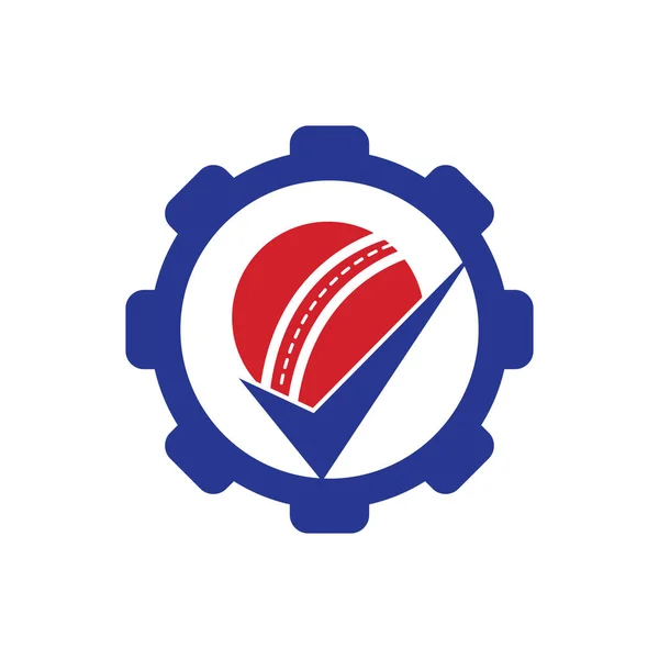 Check Cricket Gear Shape Concept Vector Logo Design Cricket Ball — Vettoriale Stock