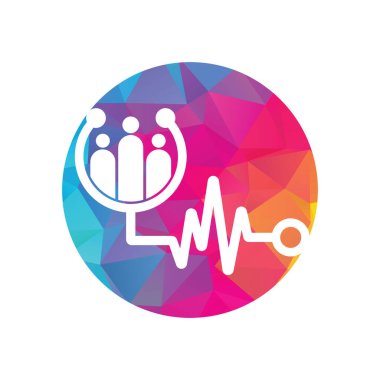 Aile Sağlık Logosu Şablon Tasarım Vektörü. Stetoskop İnsanların logo tasarım ikonu vektörü.