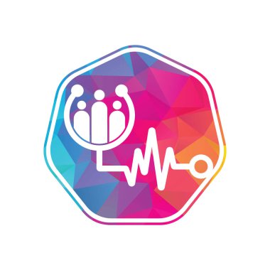 Aile Sağlık Logosu Şablon Tasarım Vektörü. Stetoskop İnsanların logo tasarım ikonu vektörü.