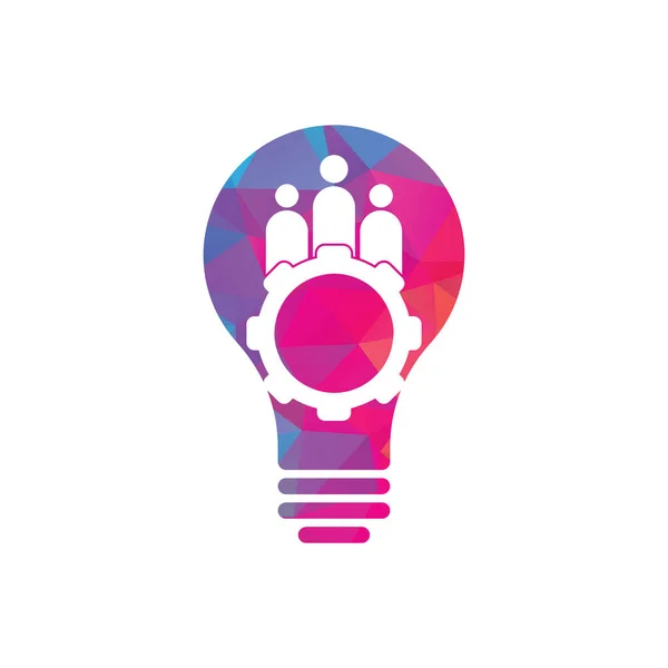Gear People Bulb Shape Concept Vector Logo Design Template People — стоковый вектор