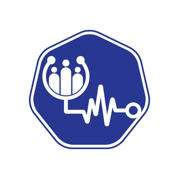 Modèle Logo Médical Familial Vecteur Conception Stethoscope People Logo Design — Image vectorielle