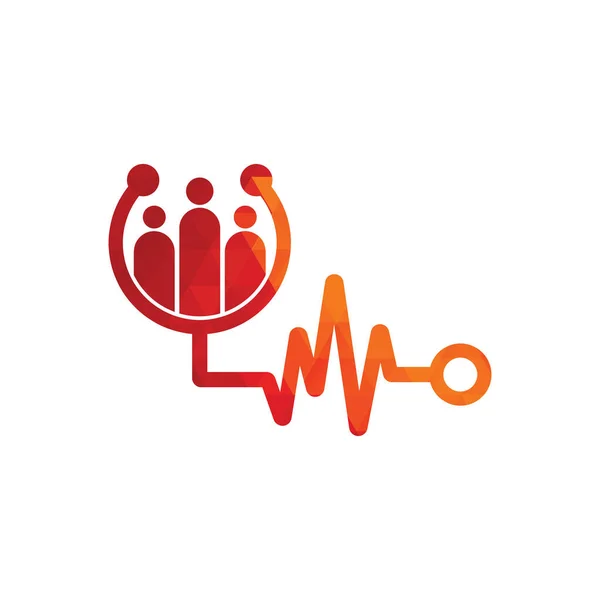 Family Medical Logo Template Design Vector Stethoscope People Logo Design — Stock Vector