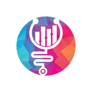 Stetoskop finans logo tasarım ikonu vektörü. Hemşire muhasebe logosu. Tıbbi eczane logosu tasarım şablonu.