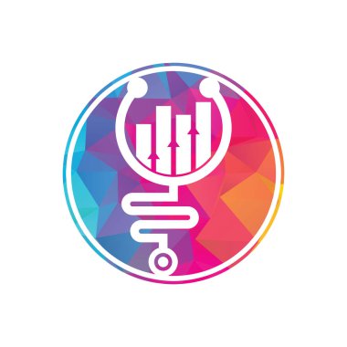 Stetoskop finans logo tasarım ikonu vektörü. Hemşire muhasebe logosu. Tıbbi eczane logosu tasarım şablonu.