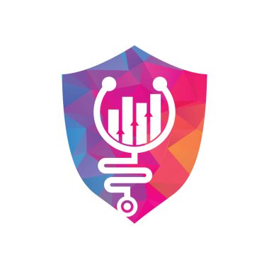 Stetoskop finans logo tasarım ikonu vektörü. Hemşire muhasebe logosu. Tıbbi eczane logosu tasarım şablonu.