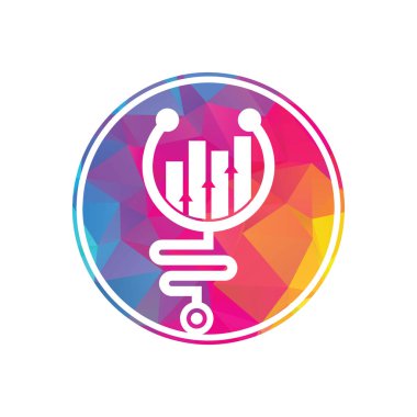 Stetoskop finans logo tasarım ikonu vektörü. Hemşire muhasebe logosu. Tıbbi eczane logosu tasarım şablonu.