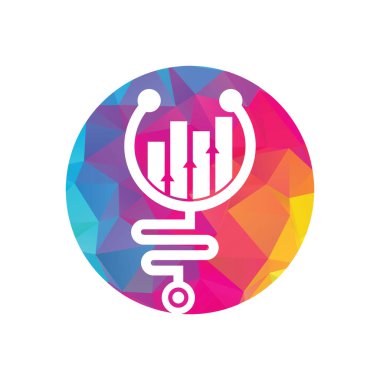 Stetoskop finans logo tasarım ikonu vektörü. Hemşire muhasebe logosu. Tıbbi eczane logosu tasarım şablonu.