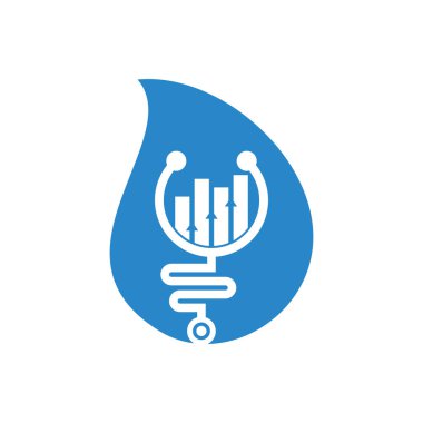 Stetoskop finansman düşüşü konsept logo tasarım ikonu vektörü. Hemşire muhasebe logosu. Tıbbi eczane logosu tasarım şablonu.