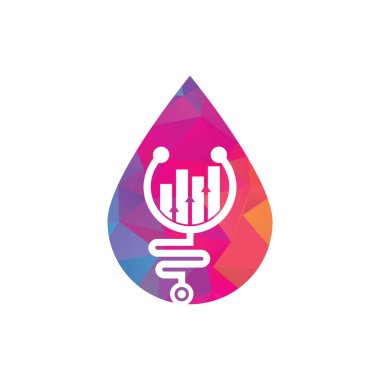 Stetoskop finansman düşüşü konsept logo tasarım ikonu vektörü. Hemşire muhasebe logosu. Tıbbi eczane logosu tasarım şablonu.