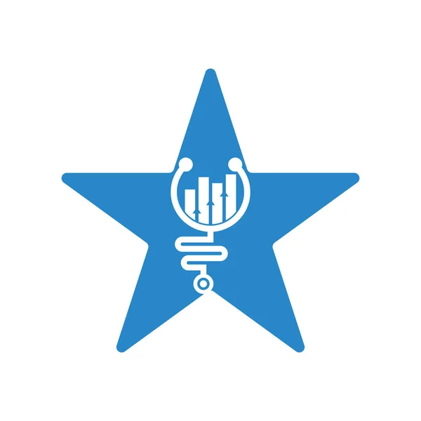 Stetoskop Keuangan Bentuk Bintang Konsep Logo Desain Ikon Vektor Logo - Stok Vektor