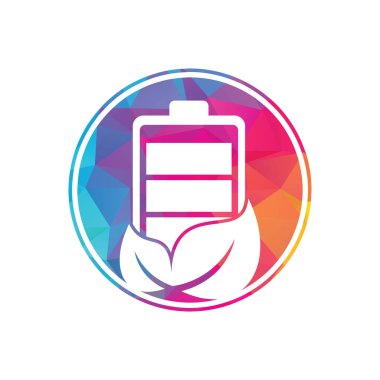 Leaf battery logo design vector icon. Eco nature and battery logo template design illustration design.