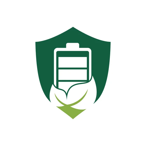 Leaf Battery Logo Design Vector Icon Eco Nature Battery Logo — Vector de stock